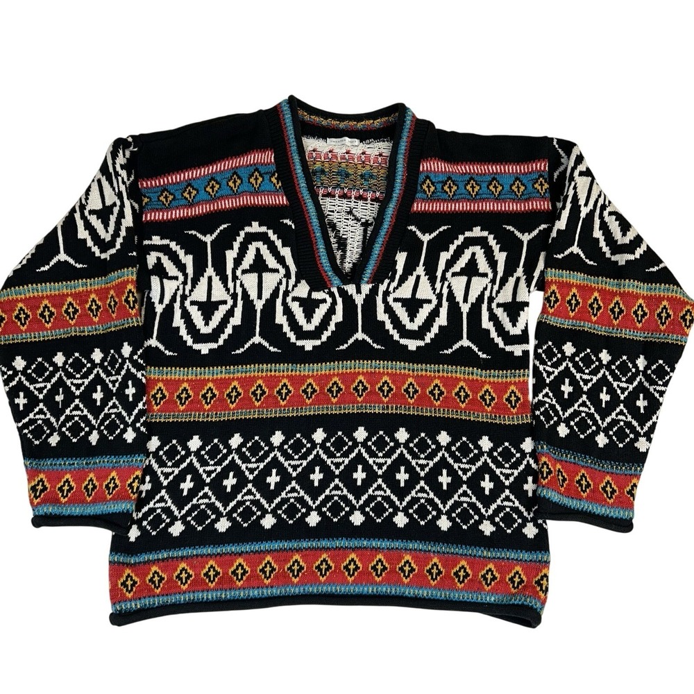 Sweater Loft Vintage Knit Sweater 80s 90s Geometric Holiday Size‎ XL